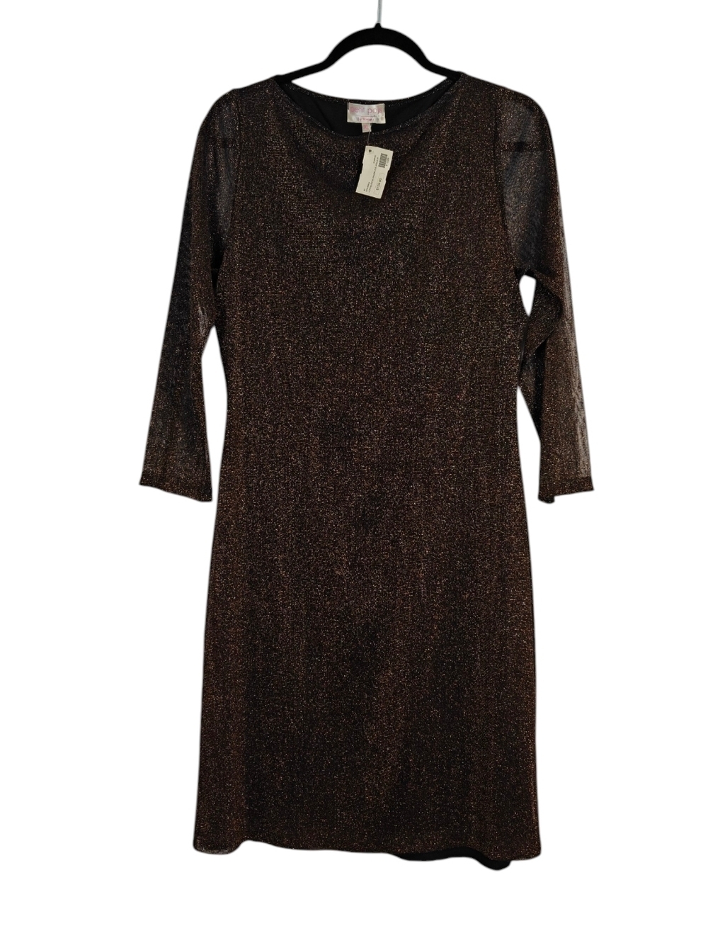 PETIT POIS BY VIVIANA NWT Metallic Brown Sheath Dress with Long Sleeve Size XL